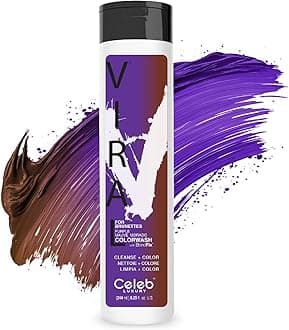 Celeb Luxury Purple Hair Color Depositing Colorwash Shampoo for Brunettes + Bondfix Bond Rebuilder, Semi Permanent Hair Color, Vegan Hair Dye