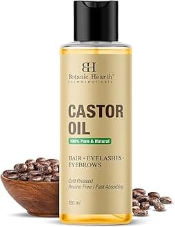 Botanic Hearth 100% Pure Castor Oil for Hair Growth| 150 ML | - Cold Pressed, Hexane-Free, Eyelashes, Eyebrows, Skin Care