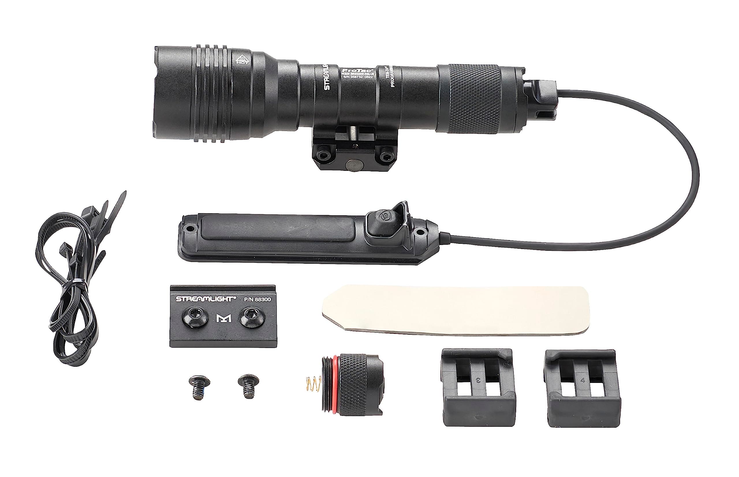 88066 ProTac Rail Mount HL-X 1000-Lumen Multi-Fuel Weapon Light with CR123A Batteries, Remote Switch, Tail Switch and Clips, Black