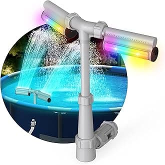 CECEFIN Pool Fountain with 7-Color LED Lights, Above/Inground Pond Fountain Lights with Remote Control, Adjustable Sprinkler with Dual Spray Heads, Pool Cooling System for Cooling & Relaxation
