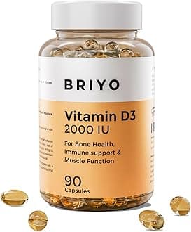 Briyo Vitamin D3 2000 IU - 90 Softgels - For Bone Health, Muscle Function and Immune Support Healthy Bone Function Strong Muscles Boost Immune System for Men/Women