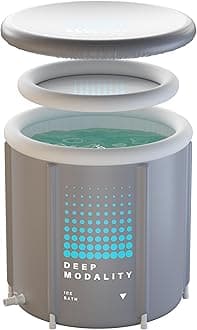 COLD PLUNGE TUB | Upgraded Materials | Classic Ice Bath - Inflatable Round, Grey & White 95GL