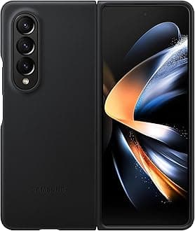 Samsung Galaxy Z Fold4 Leather Cover, Protective, Premium, Elegant Phone Case with Front and Back Protection, Soft Surface, US Version, Black