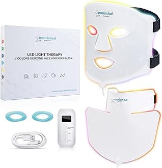 Nourished Bodynskin LED Light Therapy Face & Neck Mask - Facial Skin Care Device - 7 Colors Red & Blue - Rejuvenation, Anti-aging Product for Wrinkles