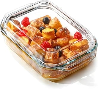 1.4QT Small Glass Casserole Dish With Lid, 8.5×6.1in Rectangular Casserole Dish for Oven