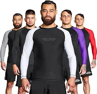 Elite Sports Jiu Jitsu BJJ Rash Guard Men’s Bjj No GI MMA Ranked Full Sleeve Compression Rash Guards