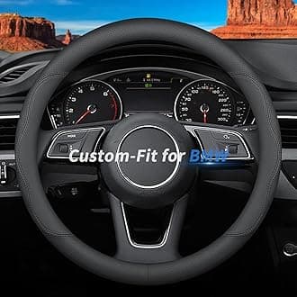 Custom-Fit for BMW Steering Wheel Cover, Premium Leather Car Steering Wheel Cover with Logo, Non-Slip, Breathable, for BM-W Accessories (B-Style,for BMW)