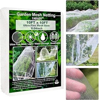 Garden Barrier Netting, Plant Covers 10x10Ft Ultra Fine Mesh Netting Protect for Vegetable Plants Fruits Flowers Crops Greenhouse Row Covers Raised Bed Barrier Screen Birds Animals Protection Net
