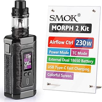 SMOK Morph 2 E Cigarette Vapes Starter Mod Kit, 230W Multi-Use Device, Colorful TFT Display, 2ml Top Filling System, Uses Dual 18650 Battery(Not Included), USB Type-C Fast Charge, No Nicotine (Black)