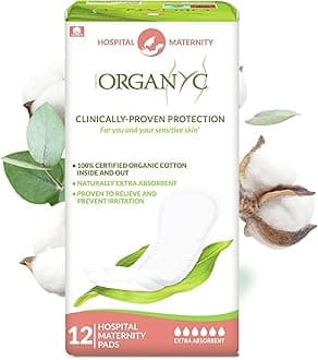 Organyc 100% Certified Organic Cotton Pregnancy Pads for Sensitive Skin - Ideal for the First Days, Pack of 12
