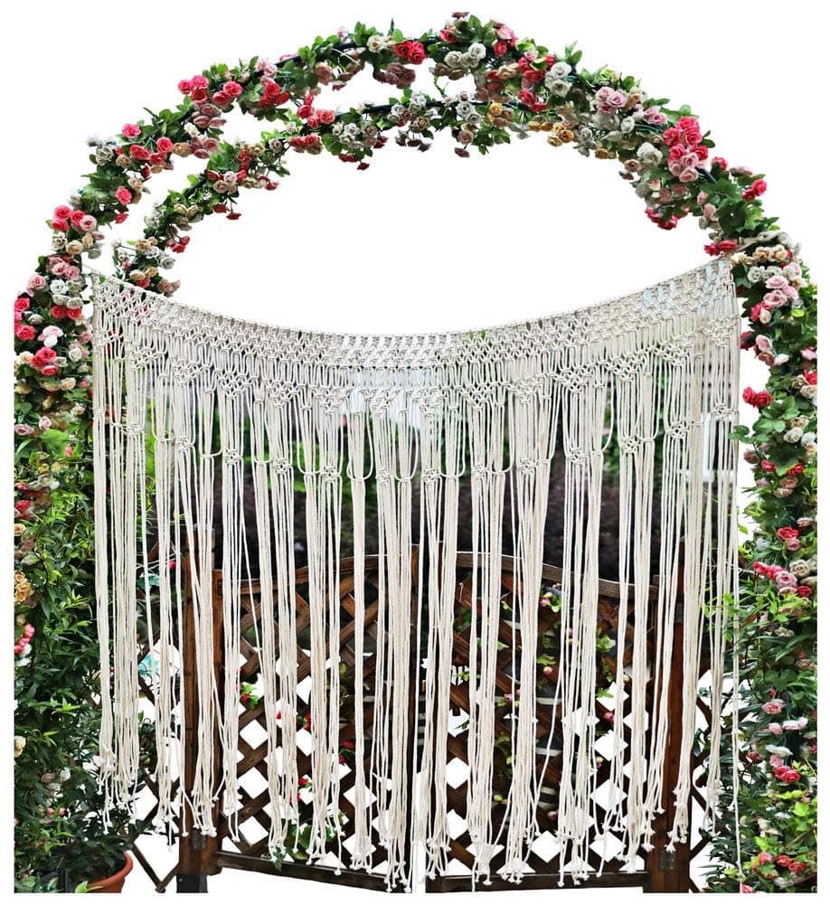 Pantaknot Large Macrame Boho Decor Wall Hanging Wedding Backdrop Arch Window Covering Headboard Curtain, 56”W x 50”L