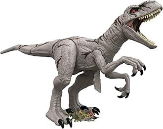 Mattel Jurassic World Dominion Large Dinsoaur Toy, Super Colossal Atrociraptor Action Figure 3 Feet Long with Eating Feature, Gift for Kids, HFR09
