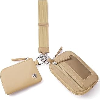 Nylon Wristlet Wallets, Dual Pouch Keychain Wristlet Wallet, RFID Small Wallet With Coin Pouch,ID Window For Travel
