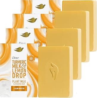 Plant Milk Cleansing Bar Soap Turmeric Milk & Lemon Drop Glow Booster 4 Count for Moisturized Skin Gentle Cleanser, No Sulfate Cleansers or Parabens, 98% Biodegradable Formula 5 oz