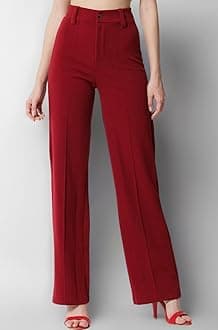 Women Polyester Blend Solid Trousers