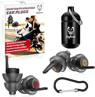 Motorcycle Ear Plugs 2 Pairs, Wind Noise Reduction & Premium Hearing Protection, 100X Reusable Earplugs for Motor, Motorbike, Motorsports, Parachuting, Touring, Racing, Riding, Shooting Black