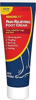 MagniLife Pain Relieving Foot Cream, 8 oz Tube, Soothing Relief for Soreness, Pain, Burning, Tingling, Itching or Sensitivity in Feet & Legs, Moisturizing & Hydrating Foot Cream, No Petroleum