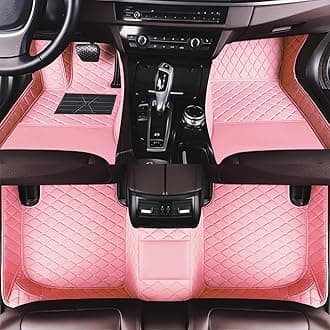 Custom Luxury Car Floor Mats Suitable for All Sedans, Sports Cars,SUV, Business Vehicles, Trucks, Waterproof and Anti Slip Fully Covered Leather Floor Mats (Pink)