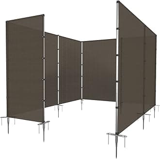 PATIO Outdoor Privacy Fence with Stainless Steel Poles Dog Fencing for Deck Backyard Yard Freestanding Removable Privacy Fence Barrier Garden Chicken Fence with Spikes Brown 6'x43'