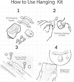 SIGNFORD Framed Canvas Print Wall Art Teal & Gold Mountains in The Clouds Abstract Wilderness Illustrations Modern Art Contemporary for Living Room, Bedroom, Office - 16"x24" Natural