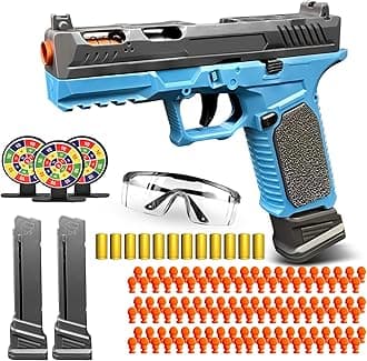 Soft Bullet Toy Gun for Boys-Shell Ejecting Toy Gun Pistol-Automatic Reloading Gun Toy with 120 Bullets-Shooting Games Educational Model for Kids Christmas Christmas Birthday Gifts Age 6+