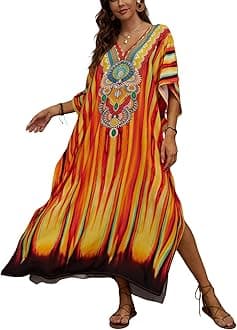 Kaftan Dresses for Women Plus Size Bathing Suit Cover up Caftan Maxi Beach Dresses