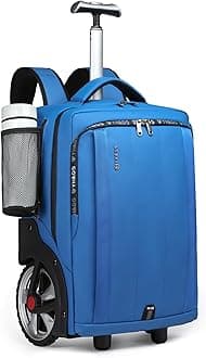 Rolling Backpack, Travel Backpack with Wheels, Rolling Backpack for Women Men, Carry on Luggage with Rolling Laptop Backpack for Travel Work, Fit 17.3 Inch Notebook Men Women (Blue)