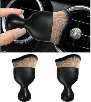 2PCS Car Interior Dust Brush, Soft Scratch Free Auto Detailing Brushes, Universal Vehicle Interior Cleaning Tool for Automotive Dashboard, Air Vents, Leather (Brown & Black)