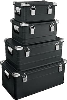 Eylar Crossover Aluminum Overland Storage, Trunk, Metal Cargo Case, Storage Box (4PC Combo, Black) 30L, 50L, 95, 147L