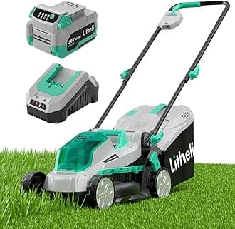 Litheli 20V Cordless Lawn Mower, Cordless Electric 13-Inch Brushless Lawn Mowerwith 4.0Ah Battery&Charger, for Garden, Yard and Farmwn