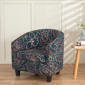 Printed Club Chair Slipcover, 2 Piece Stretch Tub Chair Cover Barrel Chair Covers Washable Armchair Chair Slipcovers Aiti-Slip Furniture Protector (E)