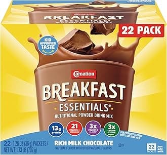 Carnation Breakfast Essentials Complete Nutrition Drink Powder, Rich Milk Chocolate, 22 Count