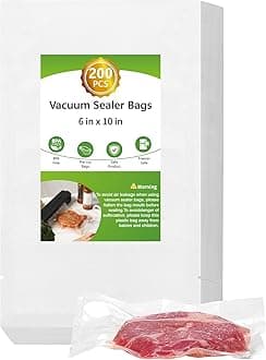 Moretoes 200pcs Vacuum Sealer Bags, Pint 6" x 10", BPA Free, Pre-cut Commercial Grade Vac Bags for Food Storage, Meal Prep or Sous Vide