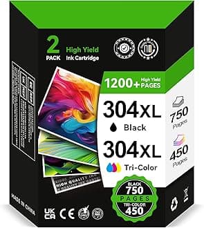 304 XL Ink Cartridges BK/CMY- 750/450+ Pages, Replacement for HP 304 Ink Cartridges Black and Colour Original, Printer Ink 304 High Yield for Envy 5010 5020 5030 5032 5000 DeskJet 3760 2630 2620 2600