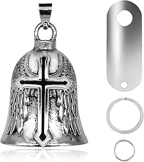 vvag Motorcycle Bell Durable Guardian Angel Bell Hanger Biker Bell with Keychain Ring Motorcycle Accessories for Women