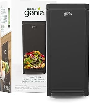 Kitchen Compost Bin, Black Stainless-Steel Large, 3.6 Gallon, Indoor Odorless Composting, Hands-Free, Washable Parts, Includes 8 Tear-Off Compostable Bags and 4 Carbon Filters