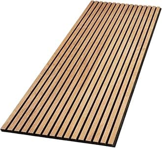 WVH Luxury American Oak Acoustic Slat Wood Wall Panels, Measures 47.24" x 25.20", Premium Finish, Interior Decor for Walls & Ceilings, Noise Cancelling & Sound Absorbing for Home & Office, 2pcs