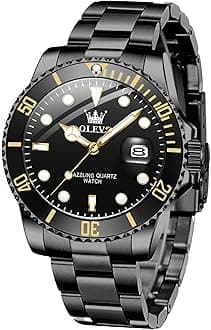 OLEVS Mens Watches, Silver Dress Gold Classic Luxury Big Large Face Waterproof Watches for Men, Analog Two Tone Stainless Steel Men Wrist Watch with Date Relojes De Hombre (Green/Blue/Black Dial