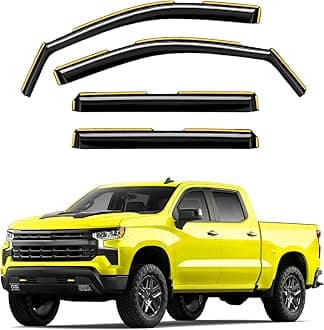 in-Channel Window Rain Guards Fit for Chevy Silverado 1500/GMC Sierra 1500 2019-2026 Crew Cab Extra Durable Window Deflectors Window Visors Vent Visors Vent Shades Truck Accessories