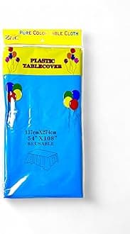 Cathy's toy Shop Large Plastic Rectangle Table Cover Cloth Wipe Clean Party Tablecloth Covers (Light blue table cover)
