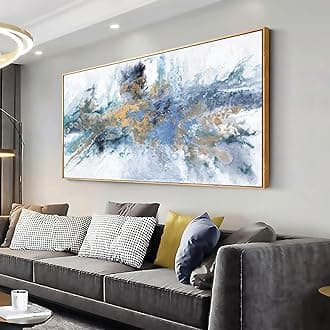 vgrozirh Wall Art, Framed, Ready to Hang, Modern Fantasy Paintings, Navy Blue, Yellow, Abstract Wall Art Prints, Canvas Painting, Large Size for Living Room, Bedroom, Office, Decoration,