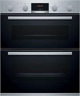 Home & Kitchen Appliances Bosch Series 4 NBS533BS0B Built-Under Oven with Pop out controls, EcoClean Direct coating, 2 universal slim pans, Integrated, Stainless Steel