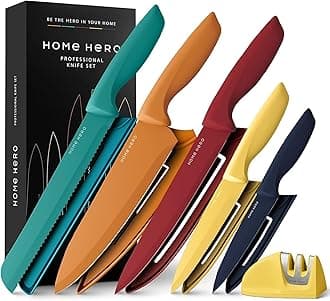 Ultra-Sharp Stainless Steel Kitchen Knife Set - Chef Knives Set (11 pcs Set - Multi-Colour with Sheath)