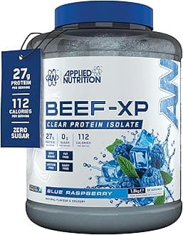 Applied Nutrition Beef XP - Clear Hydrolysed Protein Isolate, Fruit Juice Style, Dairy Free Beef Protein Powder, Lactose Free, Zero Sugar, Low Fat (1.8 Kg, Blue Raspberry)