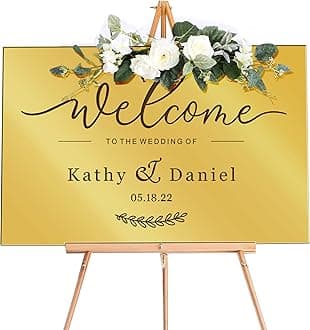 Welcome to Our Wedding Sign Personalised Wedding Entrance Sign Custom Welcome Weddings Signs Mirror Acrylic Guide Plaque Weddings Mirror Signs(Gold S Design 2)