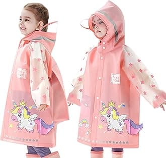 FewlbyKids Raincoats for Girls Boys Waterproof Rain Jacket Toddler Rain Wear Children Rain Poncho S-4XL Size 1-14 Years