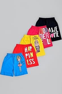 T2F Girls Cotton Printed Shorts(Pack of 5)