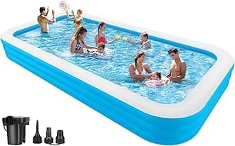 Large Inflatable Pool with Air Pump, 158" X 74" X 22" Blow-Up Pool for Kids, Family, Adults, Inflatable Swimming Pool for Backyard, Outdoor, Garden, Summer Water Party