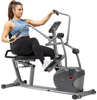 Smart Recumbent Bike, Full-Body Home Training with Arm/Leg Exercisers, Indoor Cycling Workout Machine Plus Adjustable Seat & Bulit-in Pulse Sensors, Free SunnyFit App Connection