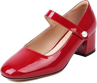 Naiyee Mary Jane Shoes Women Chunky Heel Ankle Strap Dress Shoes for Women Low Heels Close Rounded Toe Pumps